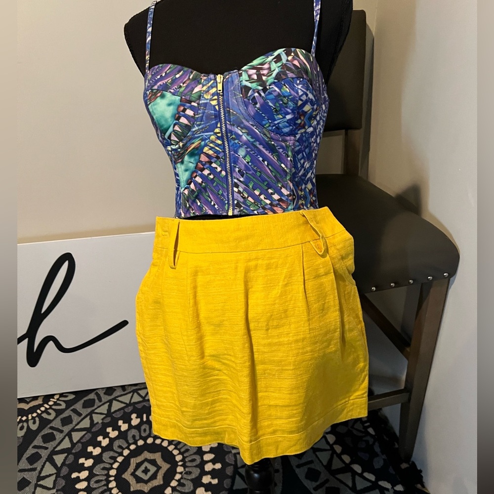 Twenty One Mustard Linen Skirt